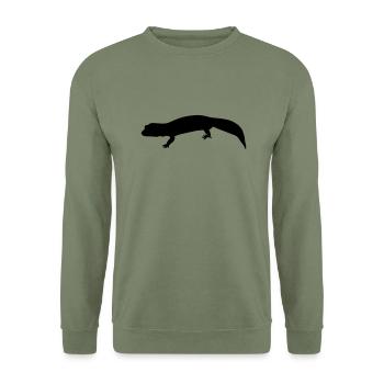 gecko silhouette - Unisex Pullover - Armeegrün - Vorne - Alina (178cm) & Michal (187cm)