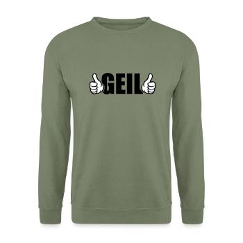 Geil Daumen Hoch - Unisex Pullover - Armeegrün - Vorne - Alina (178cm) & Michal (187cm)