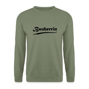 Bauherrin - Unisex Pullover - Armeegrün - Vorne - Alina (178cm) & Michal (187cm)