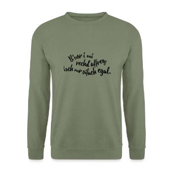 Bevor i mi uffreg, isch mr egal - Unisex Pullover - Armeegrün - Vorne - Alina (178cm) & Michal (187cm)