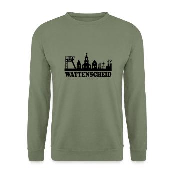 Skyline Wattenscheid - Sweat-shirt Unisexe - vert militaire - Devant - Alina (178cm) & Michal (187cm)