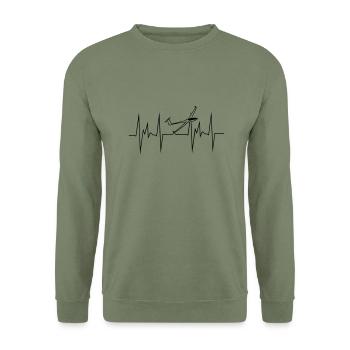 herzschlag diana 2 Segelflugzeug Segelflieger - Unisex Pullover - Armeegrün - Vorne - Alina (178cm) & Michal (187cm)