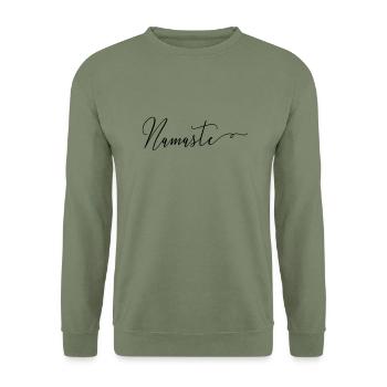 (namaste) - Unisex Pullover - Armeegrün - Vorne - Alina (178cm) & Michal (187cm)