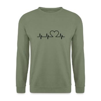 Herzschlag - Unisex Pullover - Armeegrün - Vorne - Alina (178cm) & Michal (187cm)