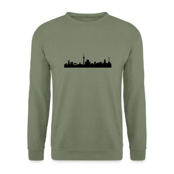 Skyline Berlin - Unisex Pullover - Armeegrün - Vorne - Alina (178cm) & Michal (187cm)