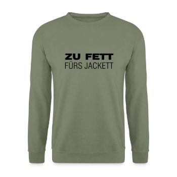 Zu fett fürs Jackett - Unisex Pullover - Armeegrün - Vorne - Alina (178cm) & Michal (187cm)