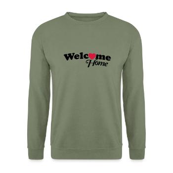 welcome_home_f2 - Unisex Pullover - Armeegrün - Vorne - Alina (178cm) & Michal (187cm)