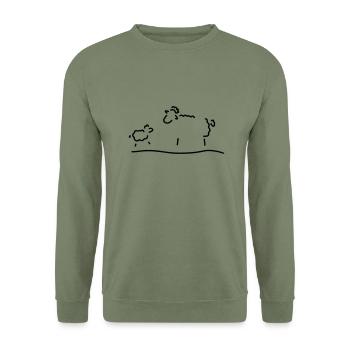 schaf mit baby - Unisex Pullover - Armeegrün - Vorne - Alina (178cm) & Michal (187cm)