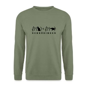 Geek Shirt: Schrödinger's Cat - Sweat-shirt Unisexe - vert militaire - Devant - Alina (178cm) & Michal (187cm)