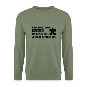 ein leben ohne puzzle - Unisex Pullover - Armeegrün - Vorne - Alina (178cm) & Michal (187cm)