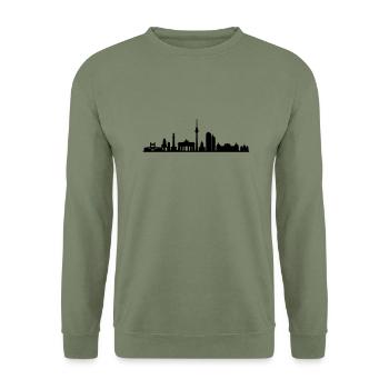 Skyline - Berlin - Unisex Pullover - Armeegrün - Vorne - Alina (178cm) & Michal (187cm)