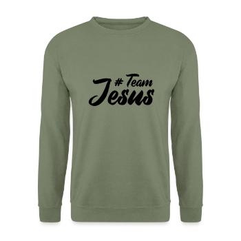 L’équipe Jésus - Sweat-shirt Unisexe - vert militaire - Devant - Alina (178cm) & Michal (187cm)
