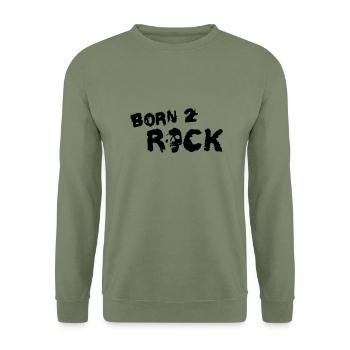 born_2_rock_b_1c - Unisex Pullover - Armeegrün - Vorne - Alina (178cm) & Michal (187cm)