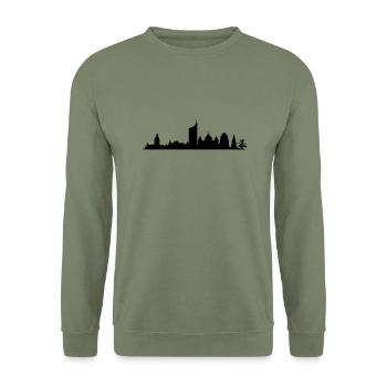 Leipzig Skyline - Sweat-shirt Unisexe - vert militaire - Devant - Alina (178cm) & Michal (187cm)