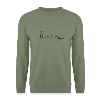 minden skyline - Unisex Pullover - Armeegrün - Vorne - Alina (178cm) & Michal (187cm)