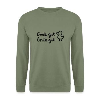 End well. Duck well - Line - Unisex Sweatshirt - army green - Front - Alina (178cm) & Michal (187cm)