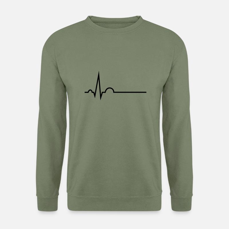 EKG mit Namenslinie - Unisex Pullover - Armeegrün