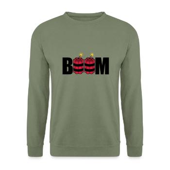 boom lit tnt dynamite explode explosion - Unisex Sweatshirt - army green - Front - Alina (178cm) & Michal (187cm)