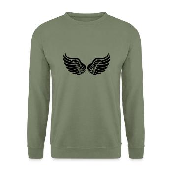 wings_f1 - Sweat-shirt Unisexe - vert militaire - Devant - Alina (178cm) & Michal (187cm)
