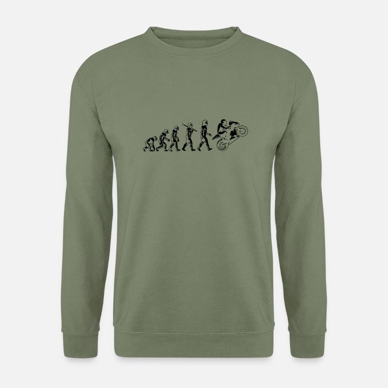 motorcycle evolution wheelie white print - Unisex Sweatshirt - army green