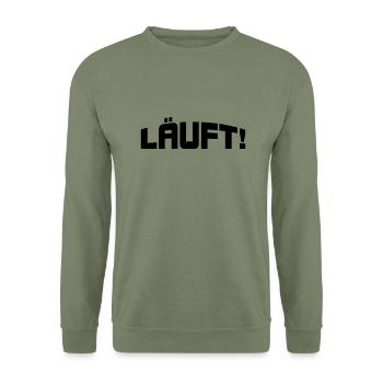 Läuft! - Unisex Pullover - Armeegrün - Vorne - Alina (178cm) & Michal (187cm)