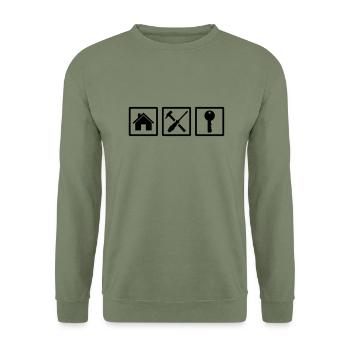 Concierge - Sweat-shirt Unisexe - vert militaire - Devant - Alina (178cm) & Michal (187cm)