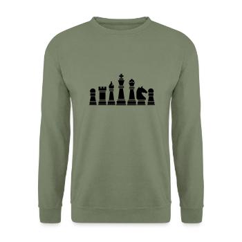 Pièces d’échecs - Sweat-shirt Unisexe - vert militaire - Devant - Alina (178cm) & Michal (187cm)