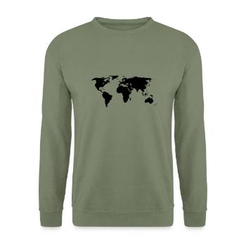 World Map - Unisex Sweatshirt - army green - Front - Alina (178cm) & Michal (187cm)