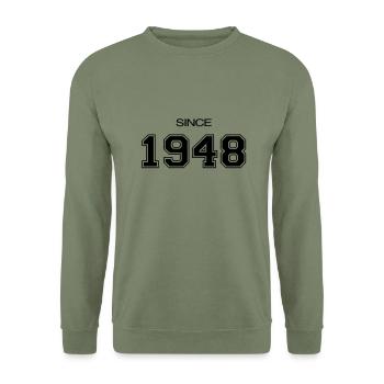 cadeau d'anniversaire 1948 - Sweat-shirt Unisexe - vert militaire - Devant - Alina (178cm) & Michal (187cm)
