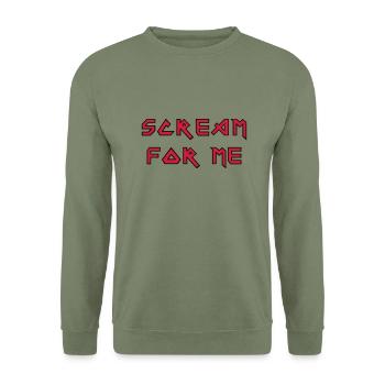 Scream for me! - Unisex Pullover - Armeegrün - Vorne - Alina (178cm) & Michal (187cm)