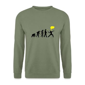 feuerschlucker_072016_a_2c - Unisex Pullover - Armeegrün - Vorne - Alina (178cm) & Michal (187cm)