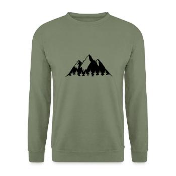 mountains_001 - Unisex Pullover - Armeegrün - Vorne - Alina (178cm) & Michal (187cm)