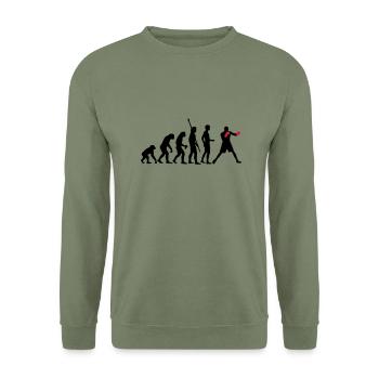 evolution_boxen_b_2c - Unisex Pullover - Armeegrün - Vorne - Alina (178cm) & Michal (187cm)