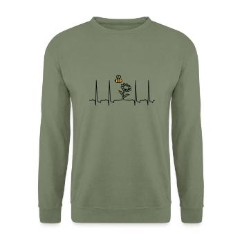mein Herz schlägt für Blumen / beat 4 flowers 'n - Unisex Pullover - Armeegrün - Vorne - Alina (178cm) & Michal (187cm)