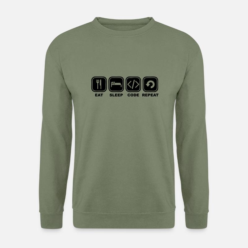 Eat, sleep, Code, Repeat - Unisex Pullover - Armeegrün