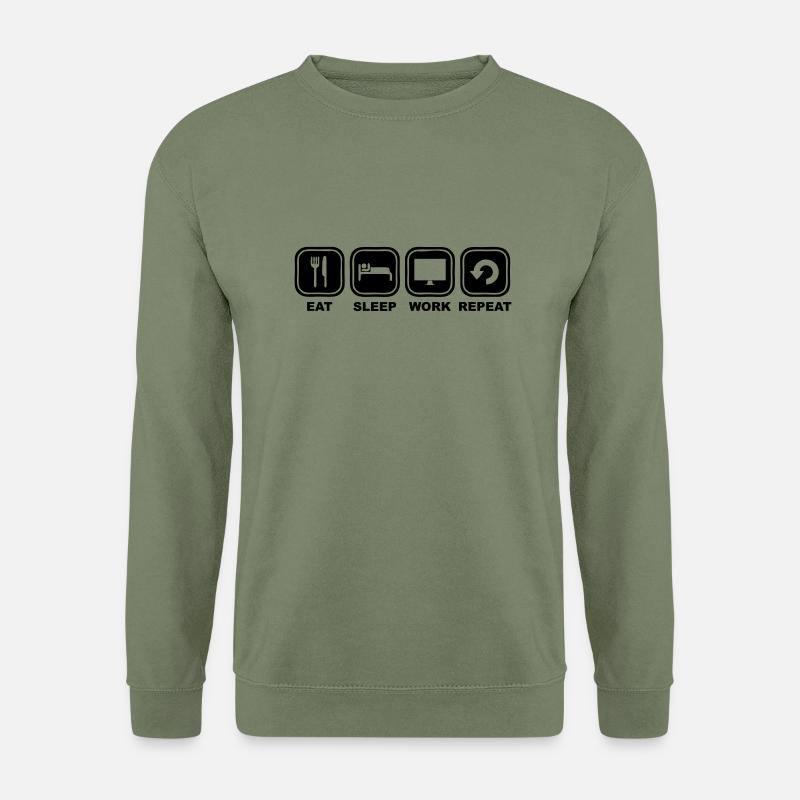 Eat, sleep, Work, Repeat - Unisex Pullover - Armeegrün
