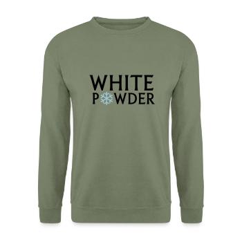white powder - Unisex Pullover - Armeegrün - Vorne - Alina (178cm) & Michal (187cm)