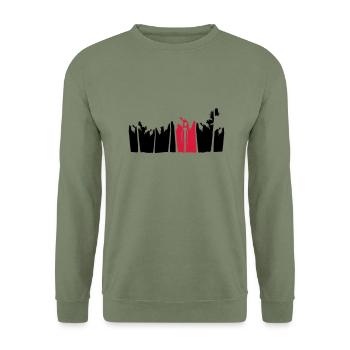 palms holiday island black alien man long arm - Unisex Sweatshirt - army green - Front - Alina (178cm) & Michal (187cm)