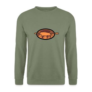 Grilling me softly! - Unisex Pullover - Armeegrün - Vorne - Alina (178cm) & Michal (187cm)