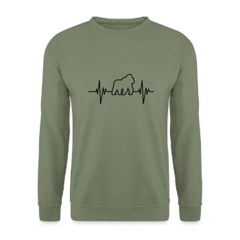 Gorilla Pulse - Unisex Pullover - Armeegrün - Vorne - Alina (178cm) & Michal (187cm)