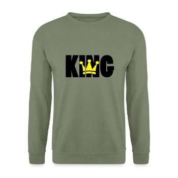 KING ! - Unisex Sweatshirt - army green - Front - Alina (178cm) & Michal (187cm)