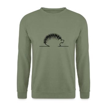 Igel / hedgehog (1c) - Unisex Pullover - Armeegrün - Vorne - Alina (178cm) & Michal (187cm)