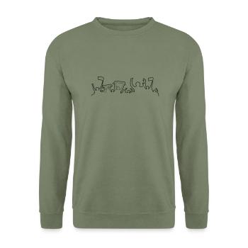 Fans Silhouette - Unisex Pullover - Armeegrün - Vorne - Alina (178cm) & Michal (187cm)