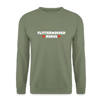 Flitterwochen Modus Hochzeitsreise Reise Hochzeit - Unisex Pullover - Armeegrün - Vorne - Alina (178cm) & Michal (187cm)