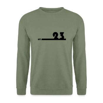 23_Black - Unisex Pullover - Armeegrün - Vorne - Alina (178cm) & Michal (187cm)