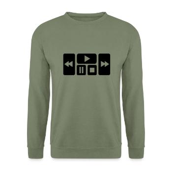 Play Button - Unisex Sweatshirt - army green - Front - Alina (178cm) & Michal (187cm)