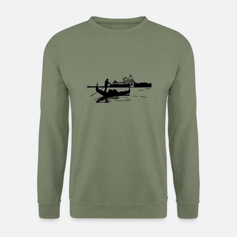 Gondelfahrt in Venedig - Elegante Silhouettenkunst - Unisex Pullover - Armeegrün