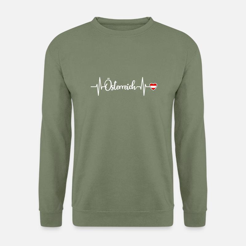 Österreich Herzschlag Austria Herz Flagge - Unisex Pullover - Armeegrün