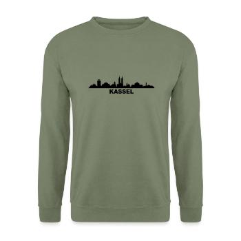 Skyline Kassel - Unisex Pullover - Armeegrün - Vorne - Alina (178cm) & Michal (187cm)