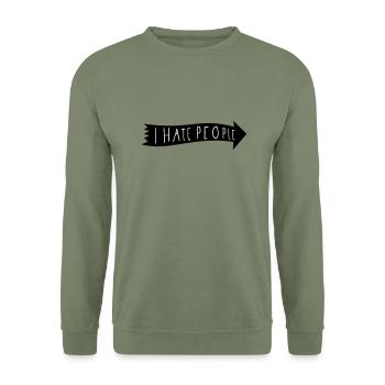 I HATE PEOPLE. - Unisex Pullover - Armeegrün - Vorne - Alina (178cm) & Michal (187cm)